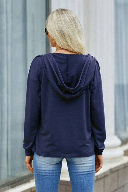 Lace V Neck Long Sleeves Hoodie
