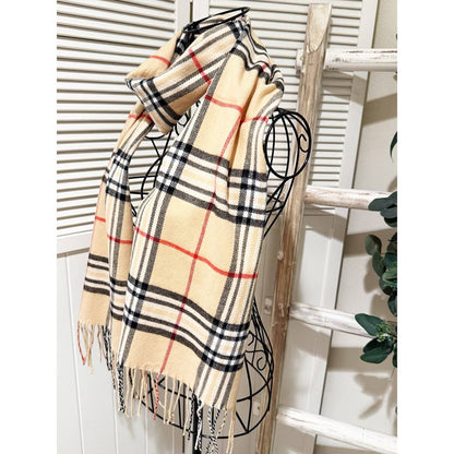 Plaid Print Fringe Scarves