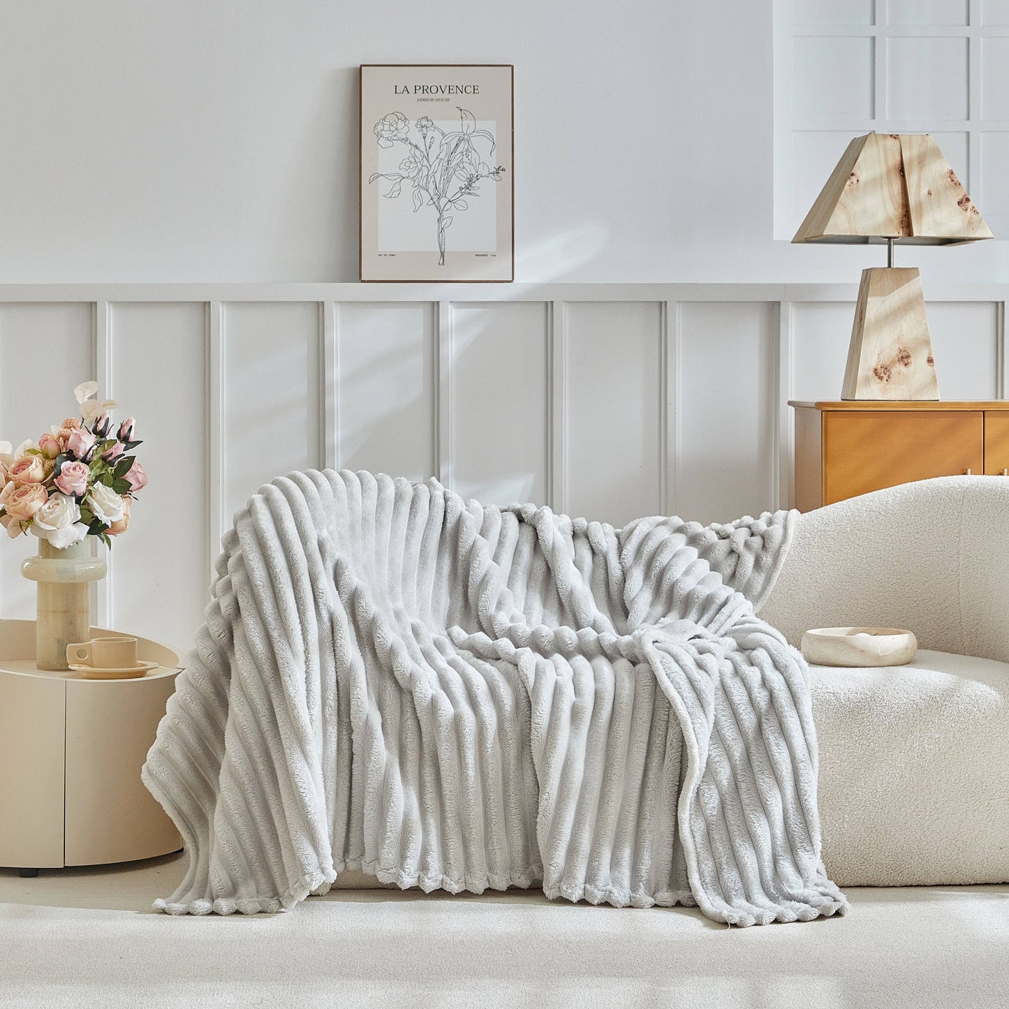 Stripe Fleece Throw – Ultra Plush Ribbed Blanket