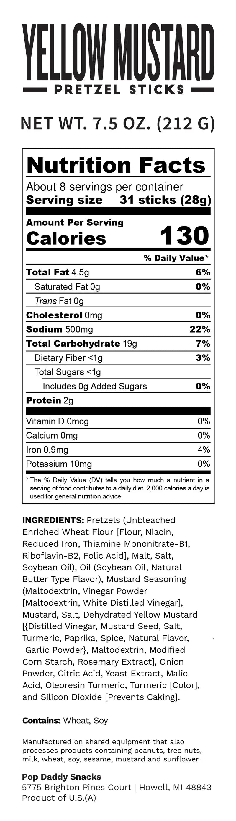 Pop Daddy – Yellow Mustard Seasoned Pretzels 7.5oz