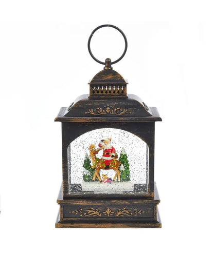 9"BLACK LED SANTA LANTERN W/MOTION