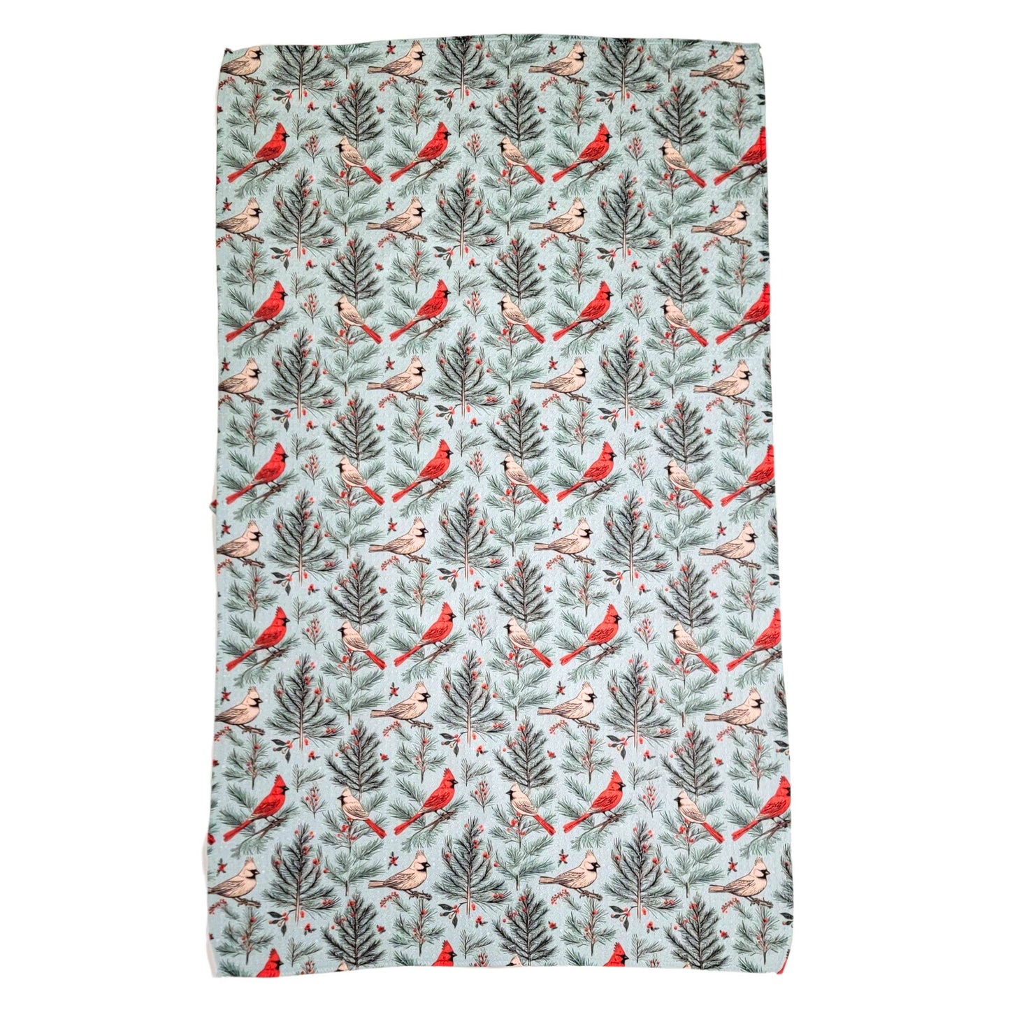 Vintage Cardinal Waffle Kitchen Towel With Hanging Loop