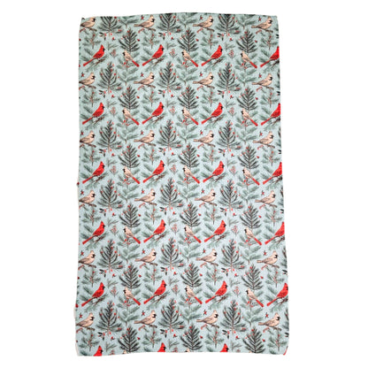 Vintage Cardinal Waffle Kitchen Towel With Hanging Loop