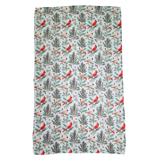 Vintage Cardinal Waffle Kitchen Towel With Hanging Loop