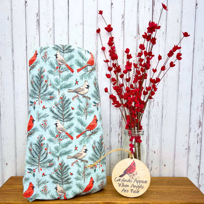 Vintage Cardinal Waffle Kitchen Towel With Hanging Loop