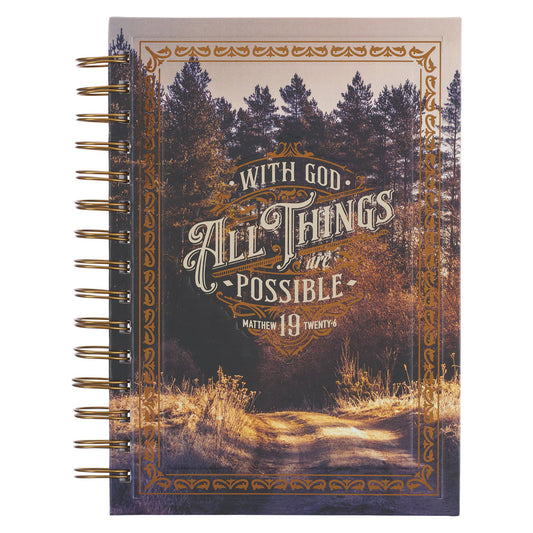 Journal Wire bound Road/Woodgrain All Things Matt. 19:26