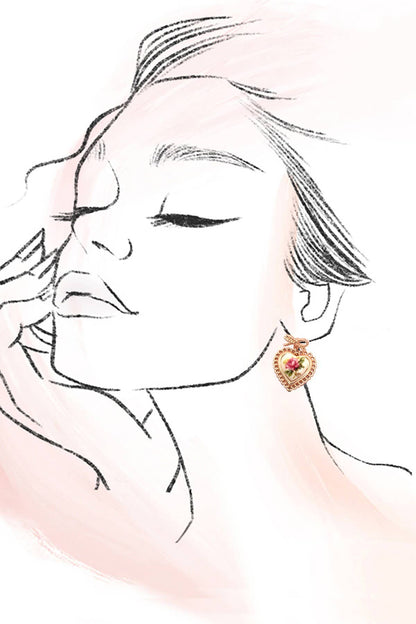 ROSE CERAMIC PORCELAIN BOW DROP EARRINGS | 80E6410