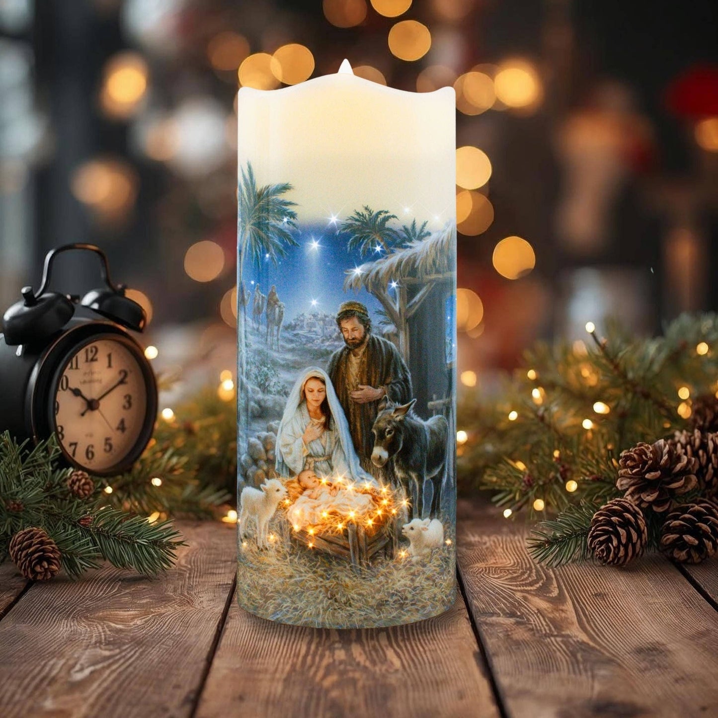 A Savior is Born Fiber Optic Candle