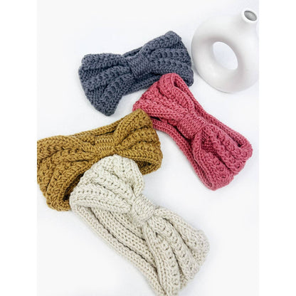 Solid Knit Winter Bow Headband