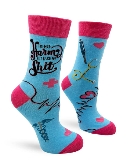 Do No Harm But Take No Shit Women's Crew Socks