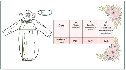 Infant Girl Dino Baby Gown and Bow Headband