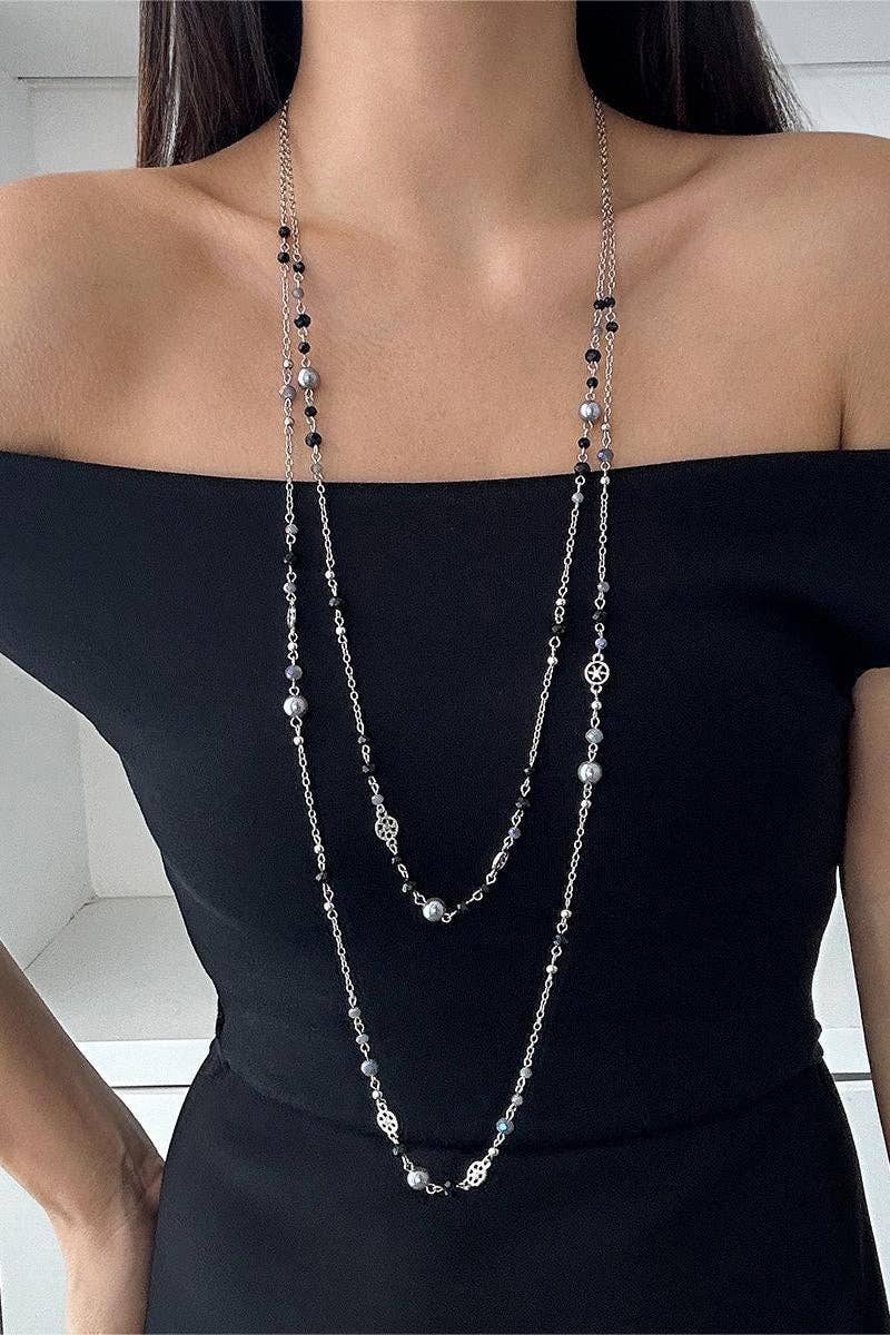 Long Layered Pendant Necklace