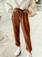 Drawstring Elastic Waist Casual Corduroy Pants