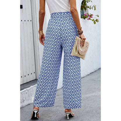 Wide Leg High Waist Tie Pockets Knot Pants