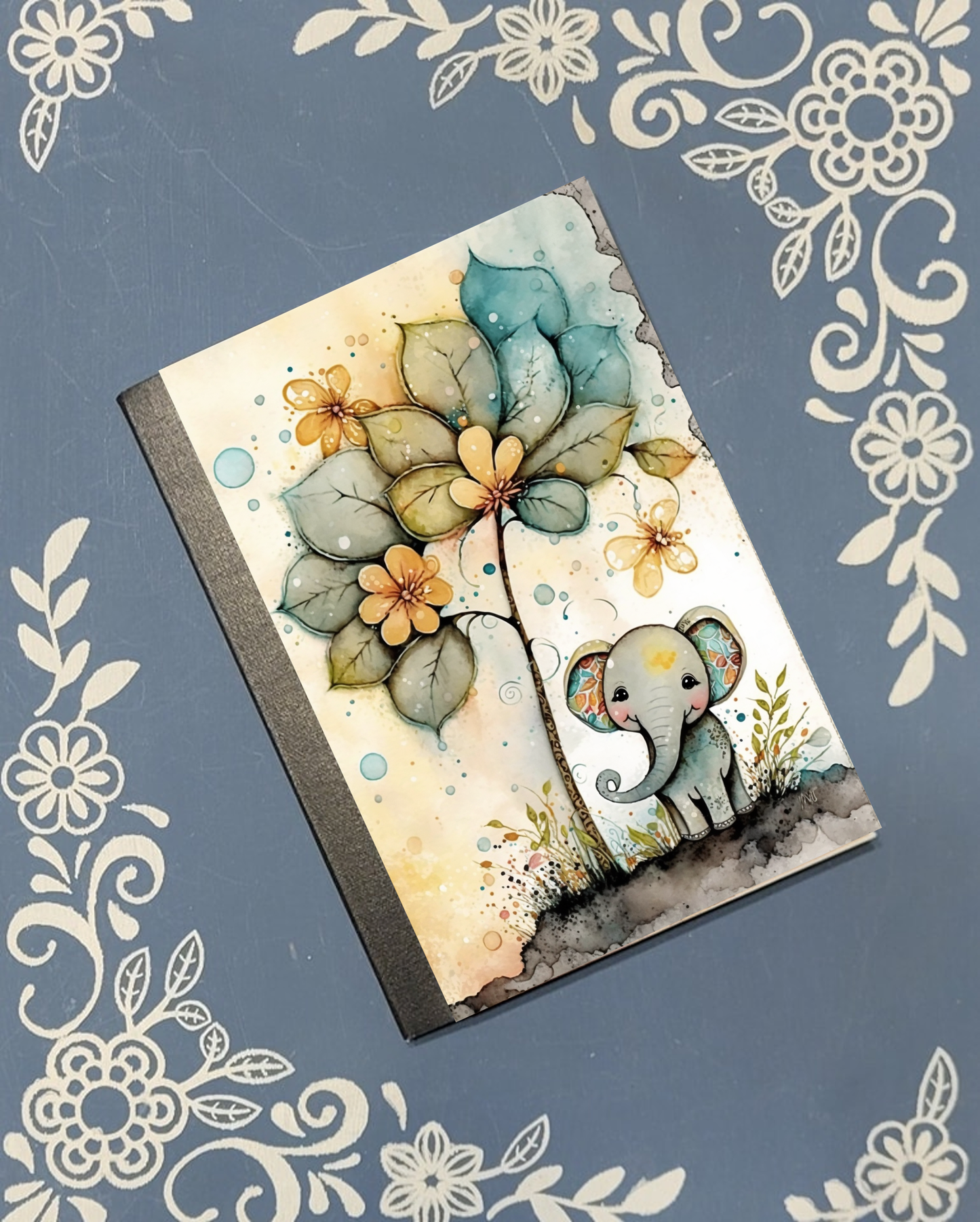 Elephant, Baby under a Tree, Covered Notebook