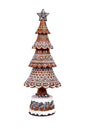 Brown/White Gingerbread Tree Accent with Sequins and Base