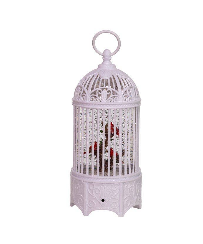 10.25"B/O LED WATER SWIRL BIRD CAGE