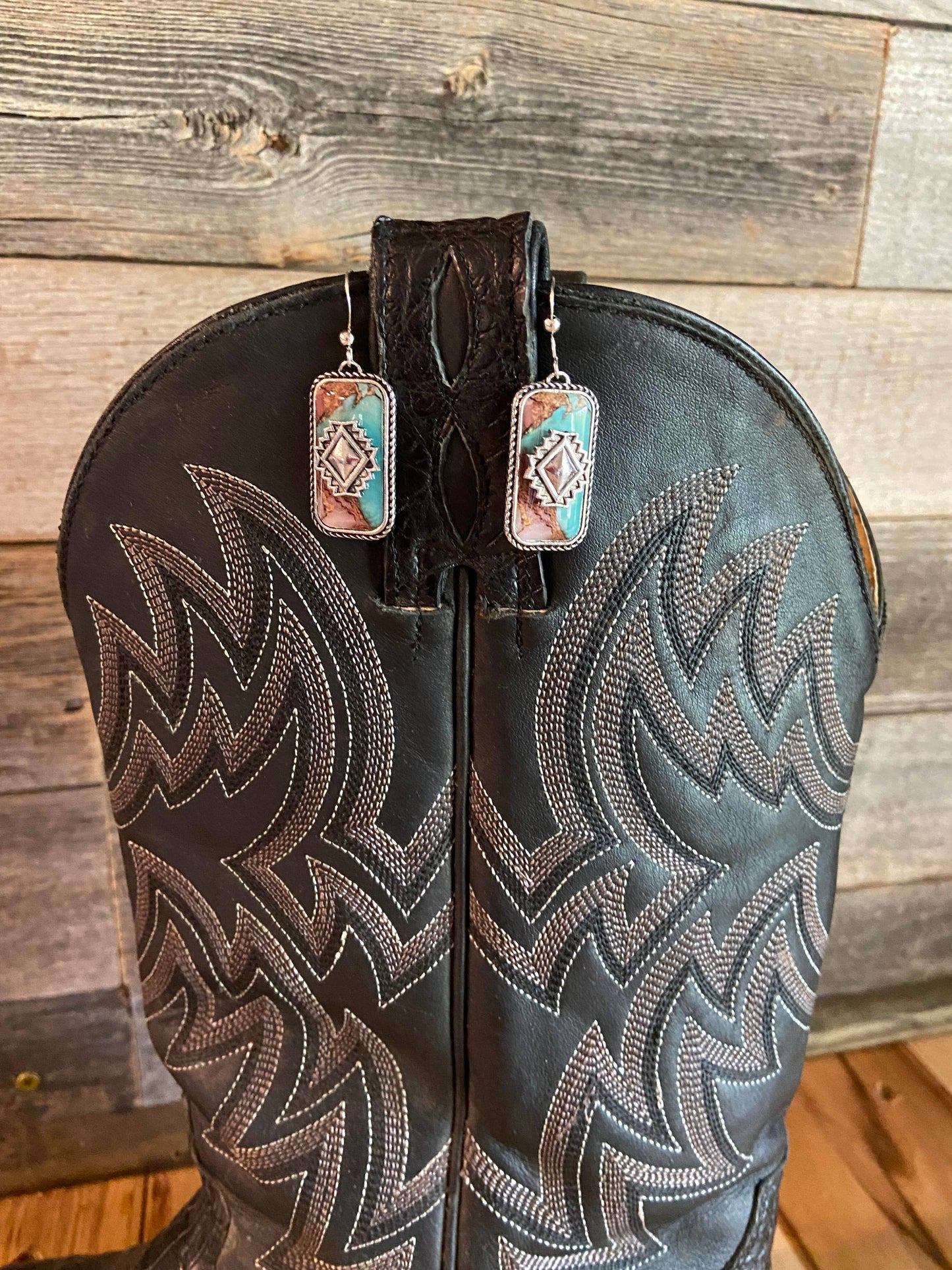 Aztec and Stone Dangle Earrings