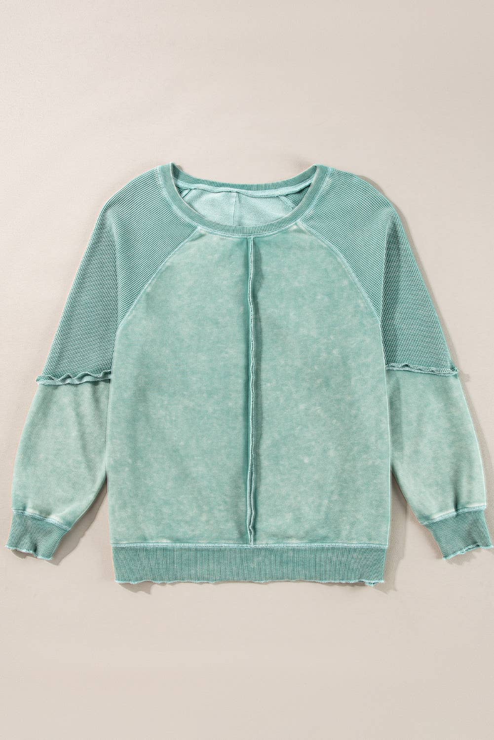 Plus Size Patchwork Frilled Trim Pullover Sweatshirt (S-3X)