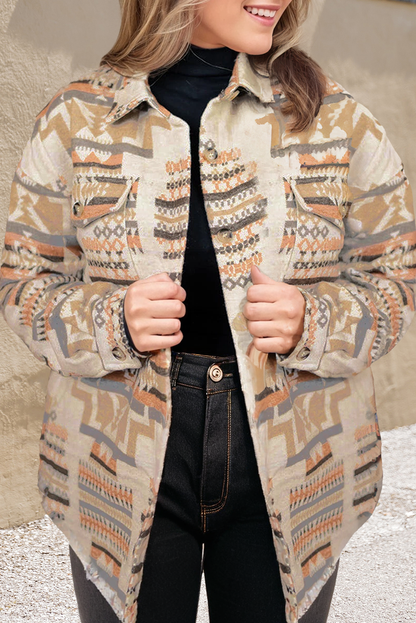 Plus Size Western Geometric Pattern Jacket