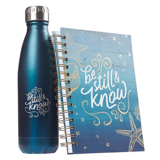 Be Still & Know Water Bottle and Journal Gift Set for Women