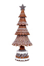 Brown/White Gingerbread Tree Accent with Sequins and Base