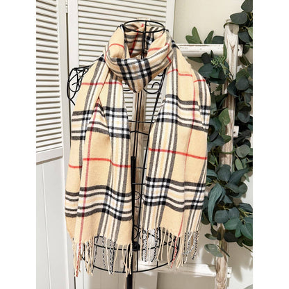 Plaid Print Fringe Scarves