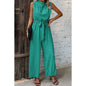 Solid Sleeveless Cut Out Back Belted Jumpsuit