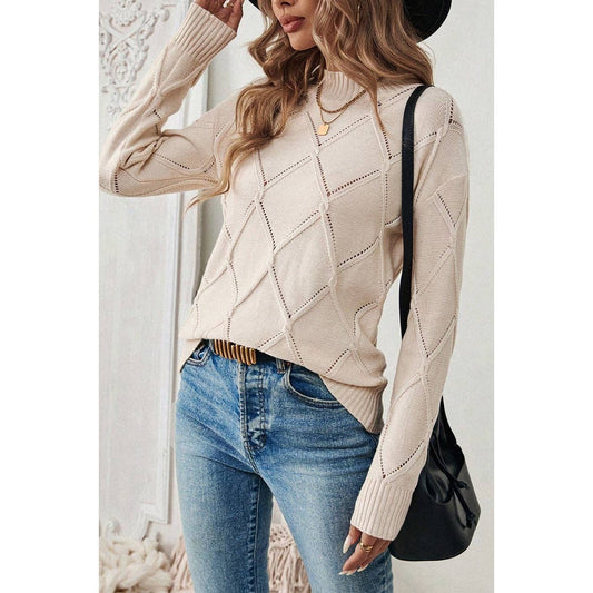Stand Collar Long Sleeve Knit Slim Fit Sweater