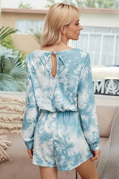 Tie Dye Round Neck Short Pant Romper
