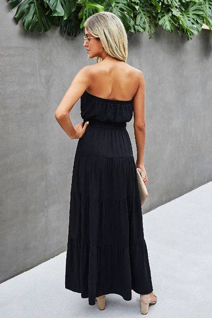 Off Shoulder Waist Tie Ruffle Dress