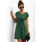 Solid Twist Knot Front Short Sleeve Tee Fit Dress