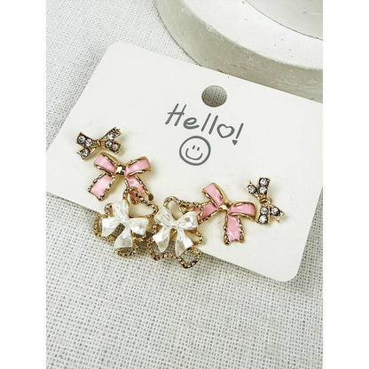 Cute Little Bear Ribbon Bow Earrings