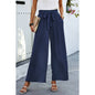 Wide Leg High Waist Tie Pockets Knot Pants