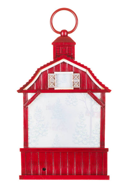 Red Led Barnhouse Water Lantern With Cardinals