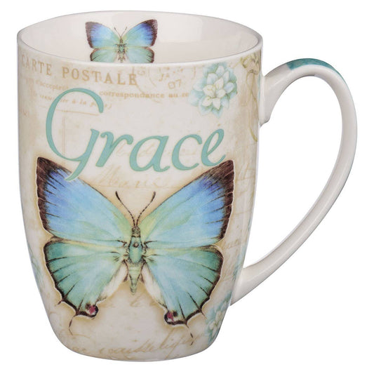 Teal Butterfly Grace Eph. 2:8 Mug