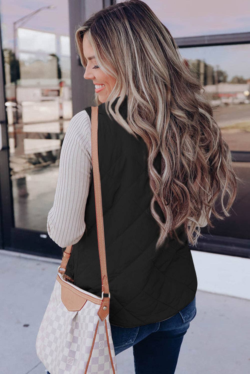 Black Fleece Lined Quilted Vest Coats