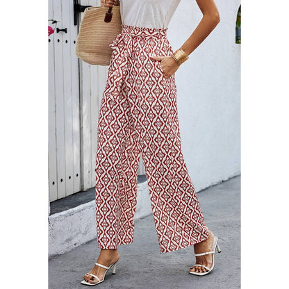 Wide Leg High Waist Tie Pockets Knot Pants
