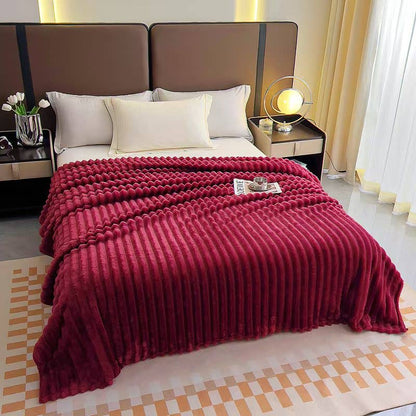 Stripe Fleece Throw – Ultra Plush Ribbed Blanket