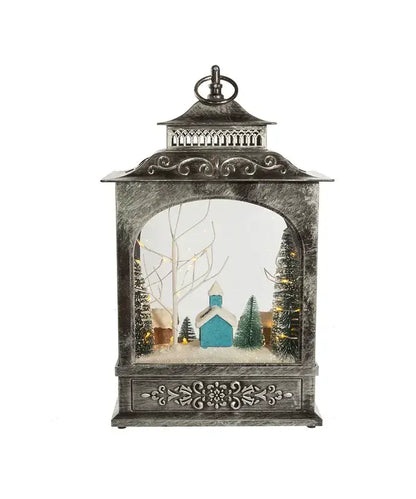 15"B/O LED MUSICAL LANTERN W/XMS VILLAGE