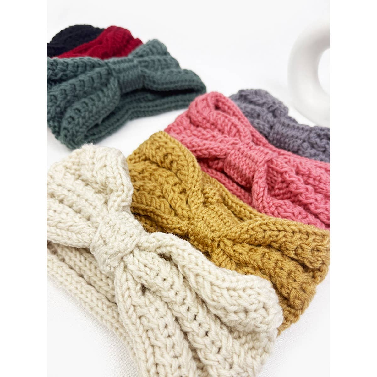 Solid Knit Winter Bow Headband