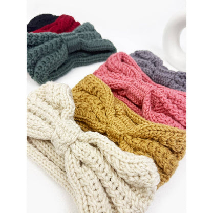 Solid Knit Winter Bow Headband